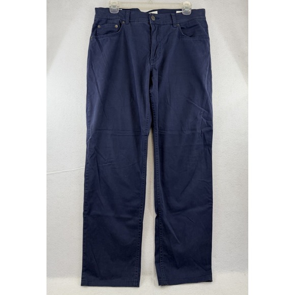 Brax Navy Blue Cooper Fancy Regular Fit Flat Front Chino Pants Mens Size 34x30* - Picture 3 of 10